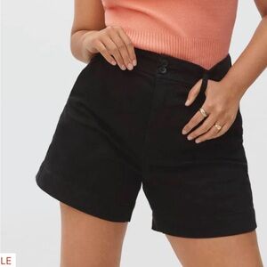 Everlane Way-High Twill Shorts Black Size 4 High Rise Double Button